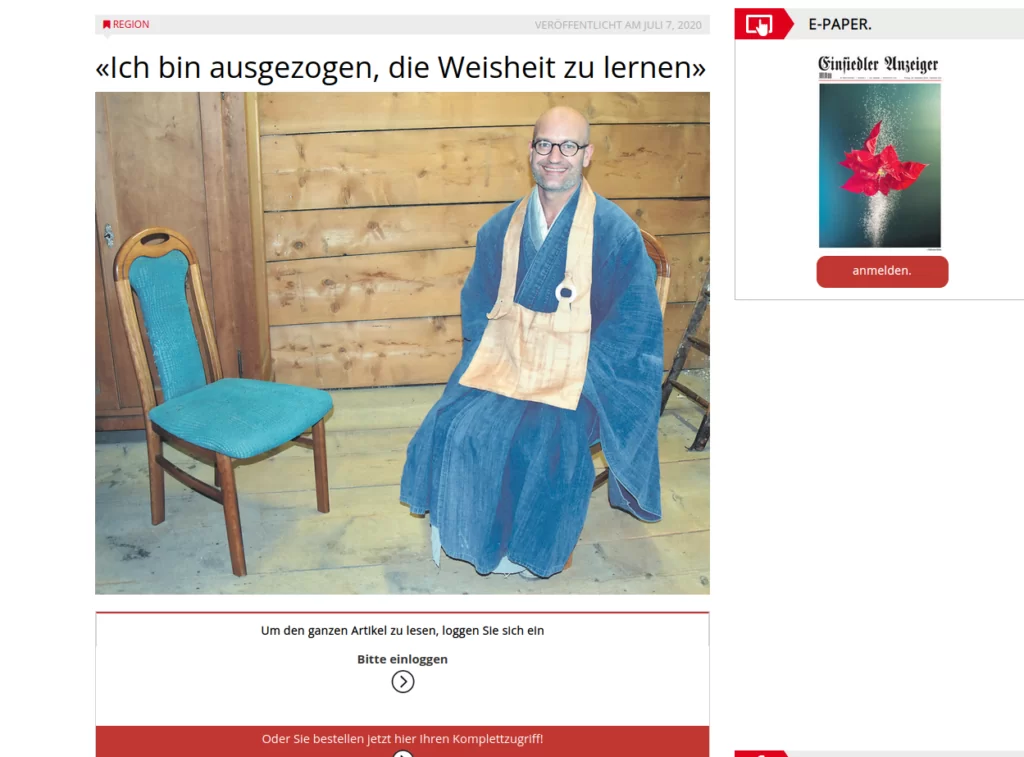 Einsiedler Anzeiger Abt Reding (Zen Mönch)